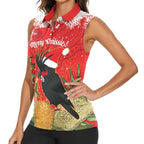 Personalised Palm Cockatoo Australia Christmas Women Sleeveless Polo Shirt Merry Chrissie - Banksia Flowers