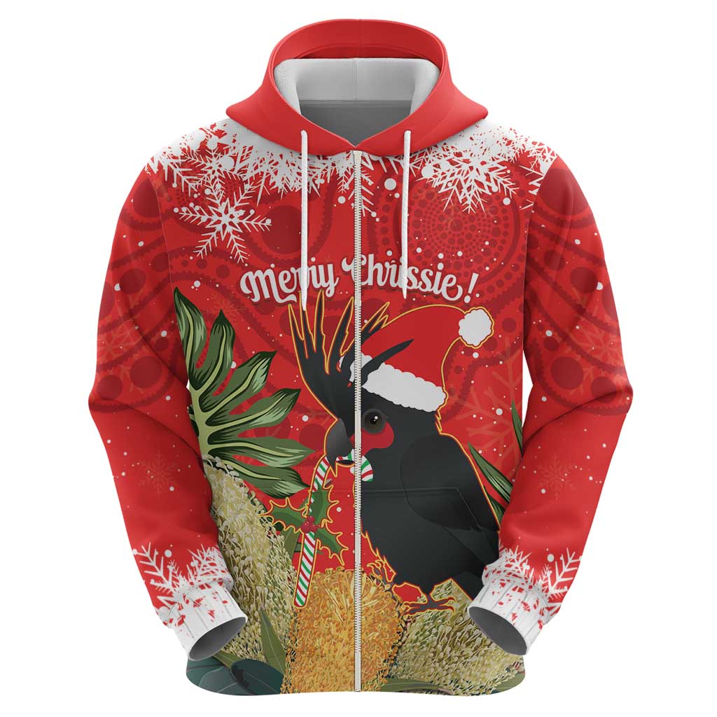 Personalised Palm Cockatoo Australia Christmas Zip Hoodie Merry Chrissie - Banksia Flowers