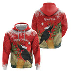 Personalised Palm Cockatoo Australia Christmas Zip Hoodie Merry Chrissie - Banksia Flowers