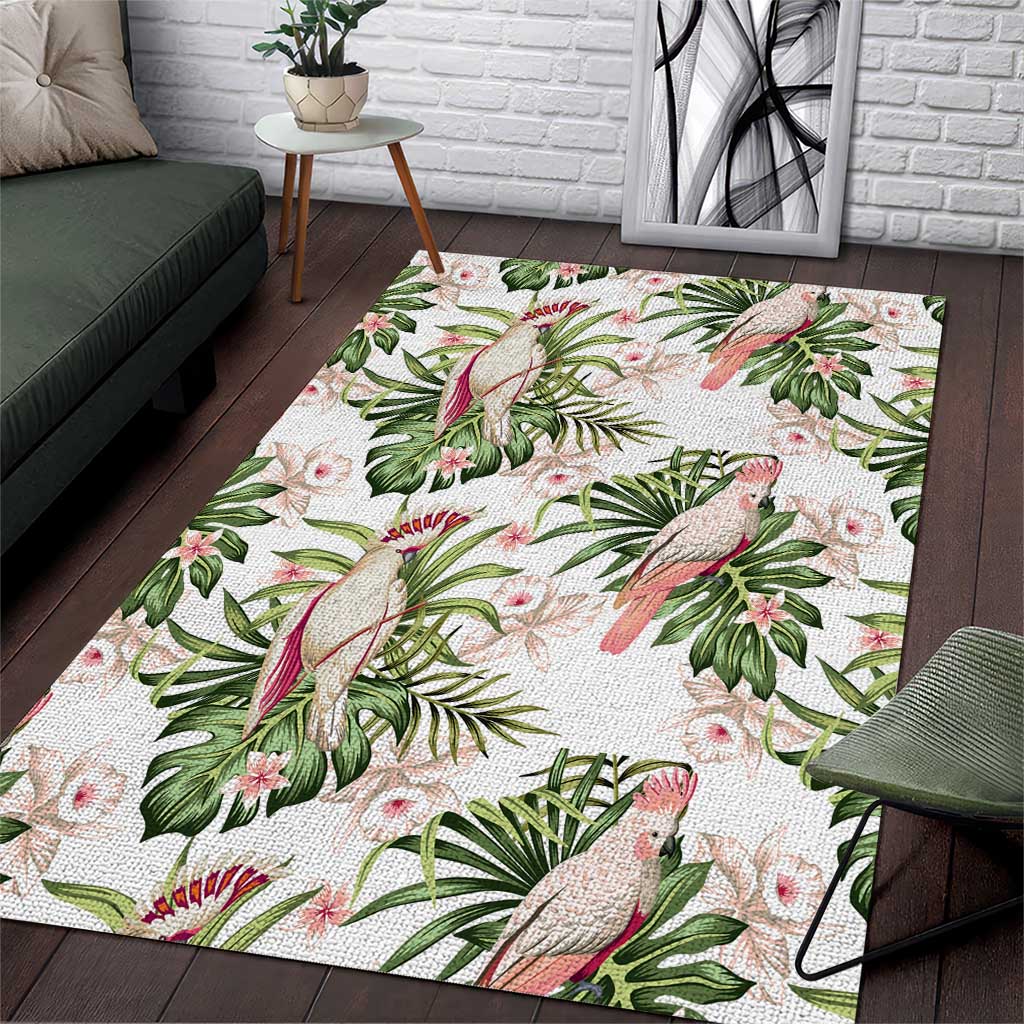 Australia Pink Cockatoo Area Rug Aussie Orchids - Seamless Pattern
