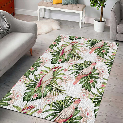 Australia Pink Cockatoo Area Rug Aussie Orchids - Seamless Pattern