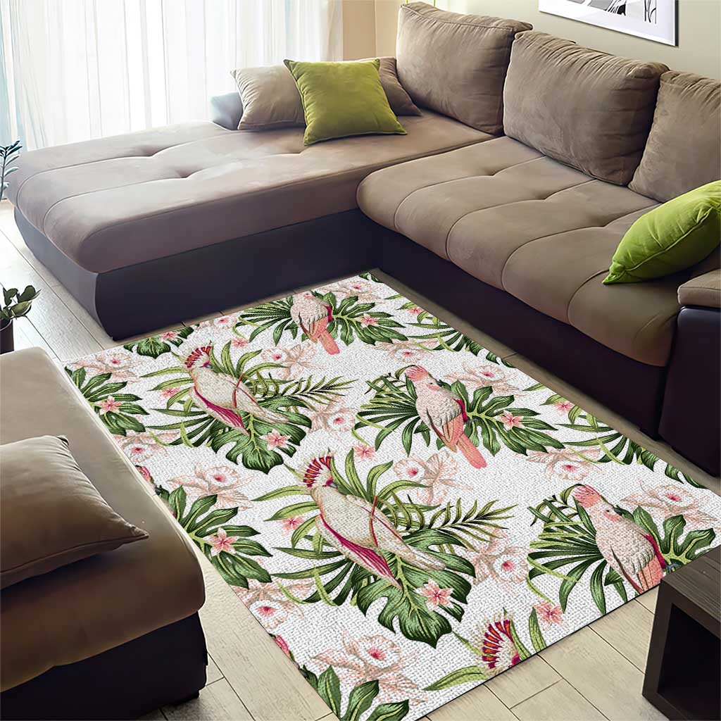 Australia Pink Cockatoo Area Rug Aussie Orchids - Seamless Pattern