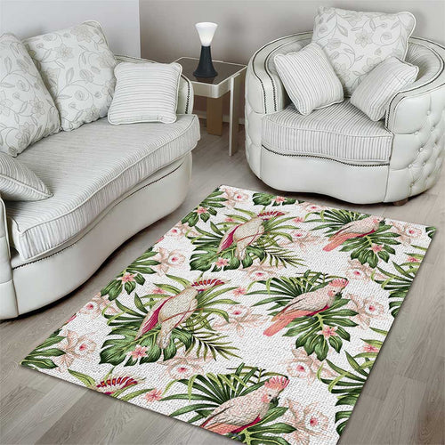 Australia Pink Cockatoo Area Rug Aussie Orchids - Seamless Pattern
