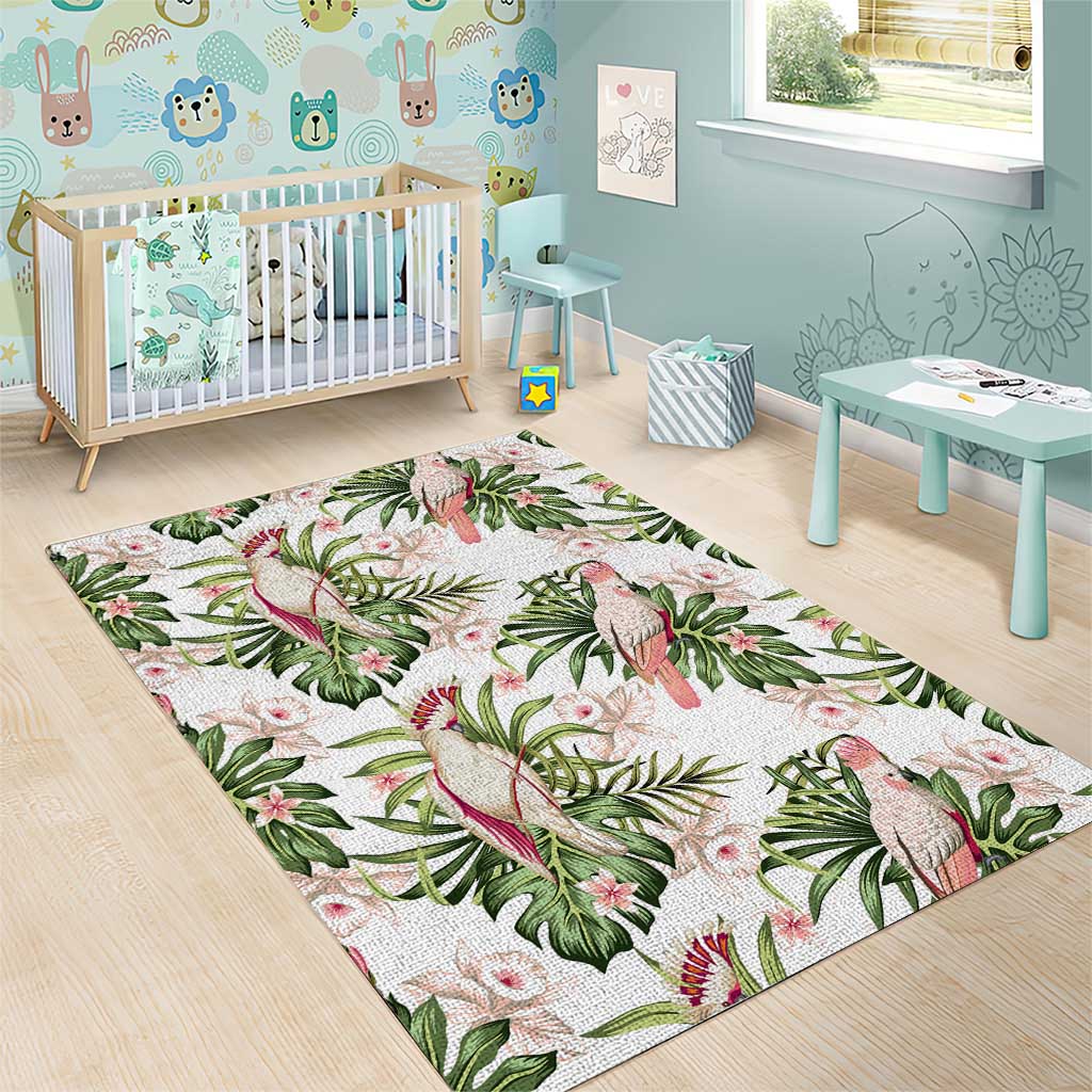 Australia Pink Cockatoo Area Rug Aussie Orchids - Seamless Pattern