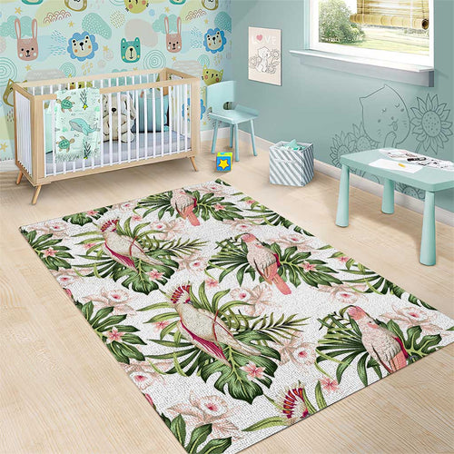 Australia Pink Cockatoo Area Rug Aussie Orchids - Seamless Pattern