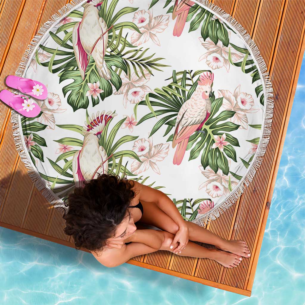 Australia Pink Cockatoo Beach Blanket Aussie Orchids - Seamless Pattern