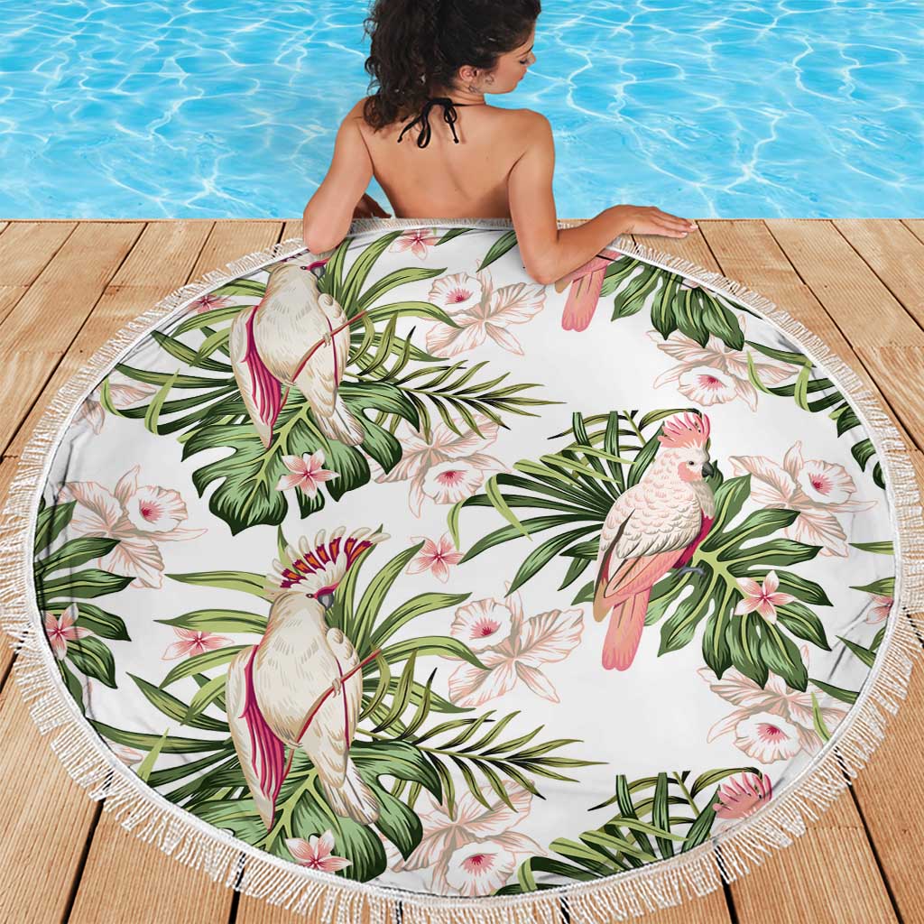 Australia Pink Cockatoo Beach Blanket Aussie Orchids - Seamless Pattern