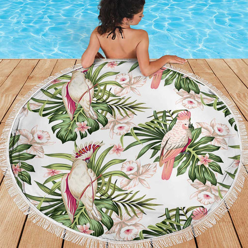 Australia Pink Cockatoo Beach Blanket Aussie Orchids - Seamless Pattern