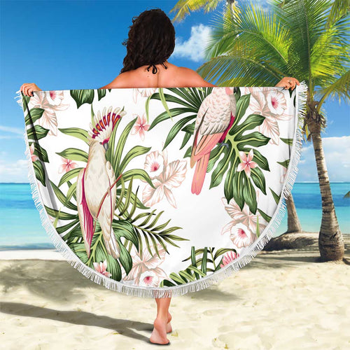 Australia Pink Cockatoo Beach Blanket Aussie Orchids - Seamless Pattern
