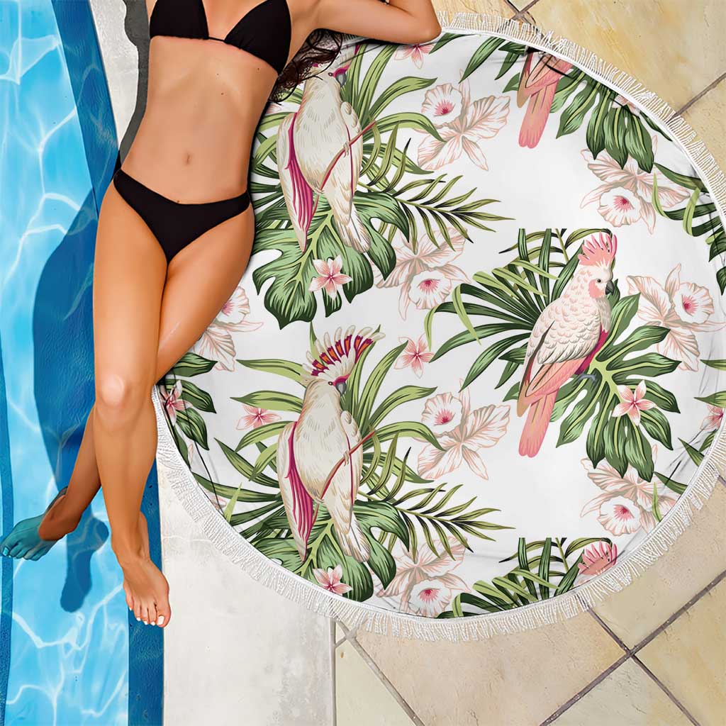 Australia Pink Cockatoo Beach Blanket Aussie Orchids - Seamless Pattern