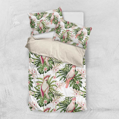 Australia Pink Cockatoo Bedding Set Aussie Orchids - Seamless Pattern
