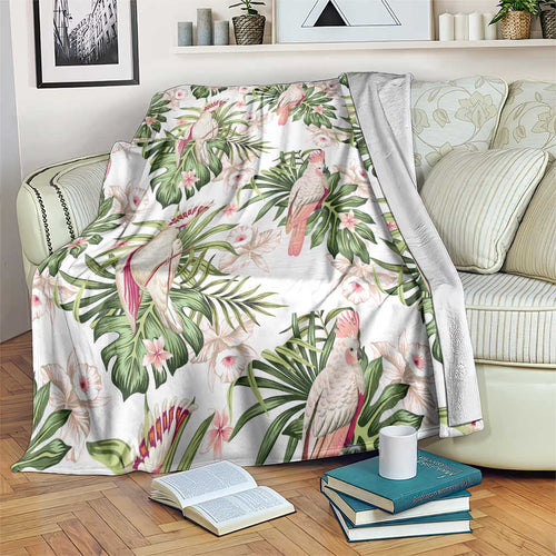 Australia Pink Cockatoo Blanket Aussie Orchids - Seamless Pattern