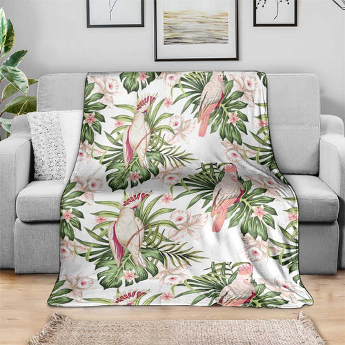 Australia Pink Cockatoo Blanket Aussie Orchids - Seamless Pattern