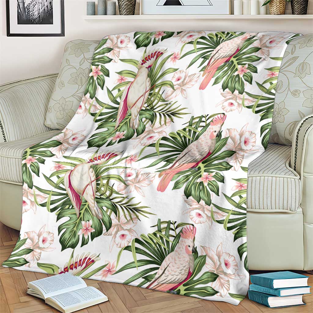 Australia Pink Cockatoo Blanket Aussie Orchids - Seamless Pattern