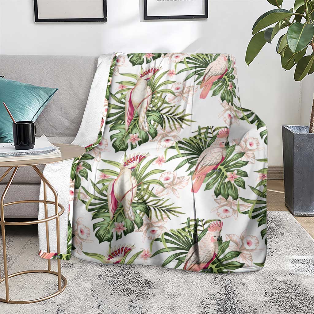Australia Pink Cockatoo Blanket Aussie Orchids - Seamless Pattern