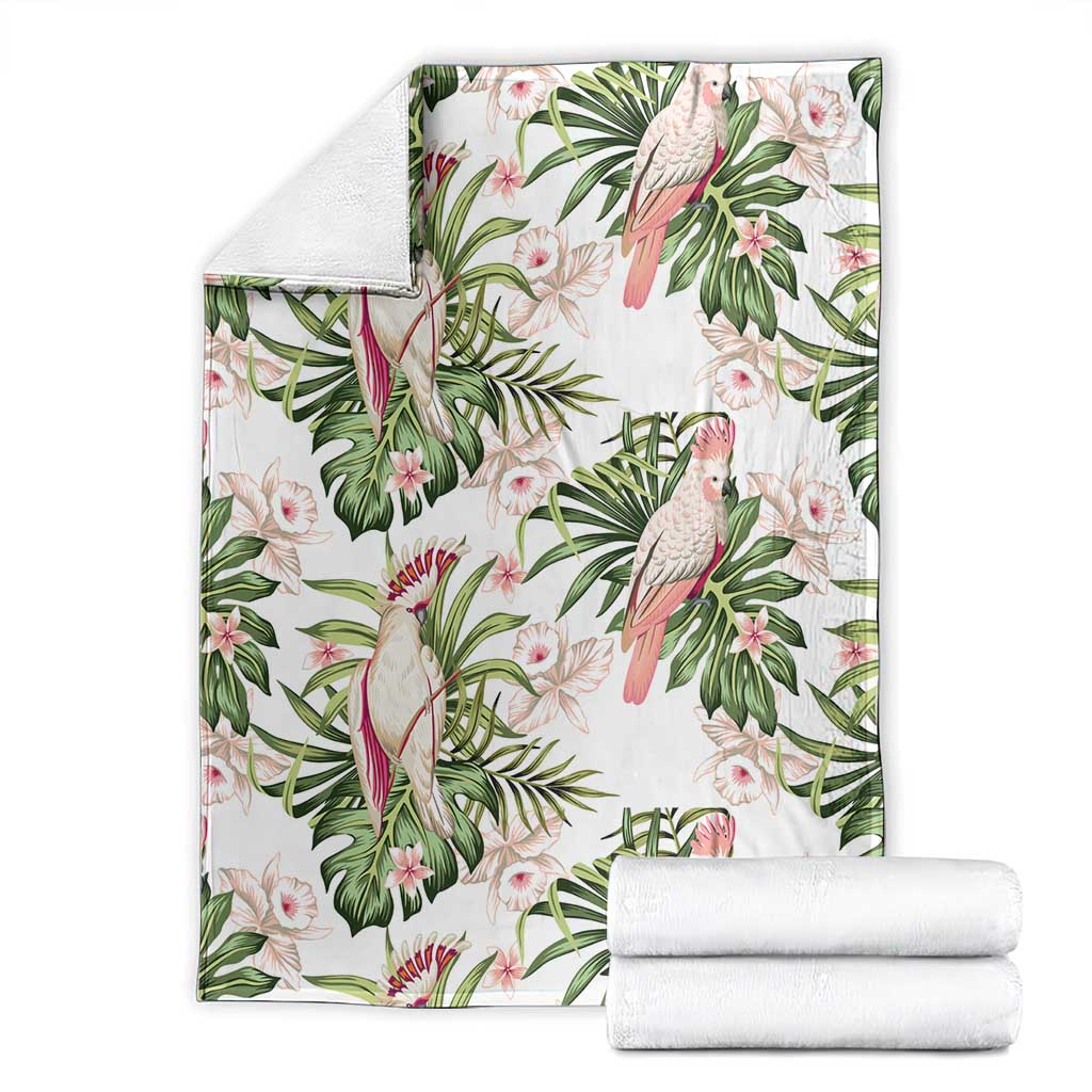 Australia Pink Cockatoo Blanket Aussie Orchids - Seamless Pattern
