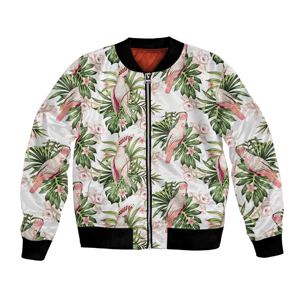 Australia Pink Cockatoo Bomber Jacket Aussie Orchids - Seamless Pattern
