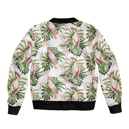 Australia Pink Cockatoo Bomber Jacket Aussie Orchids - Seamless Pattern