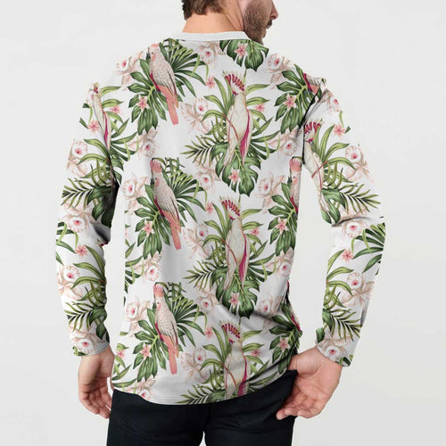 Australia Pink Cockatoo Button Sweatshirt Aussie Orchids - Seamless Pattern