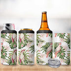 Australia Pink Cockatoo 4 in 1 Can Cooler Tumbler Aussie Orchids - Seamless Pattern