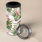 Australia Pink Cockatoo 4 in 1 Can Cooler Tumbler Aussie Orchids - Seamless Pattern