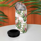 Australia Pink Cockatoo 4 in 1 Can Cooler Tumbler Aussie Orchids - Seamless Pattern