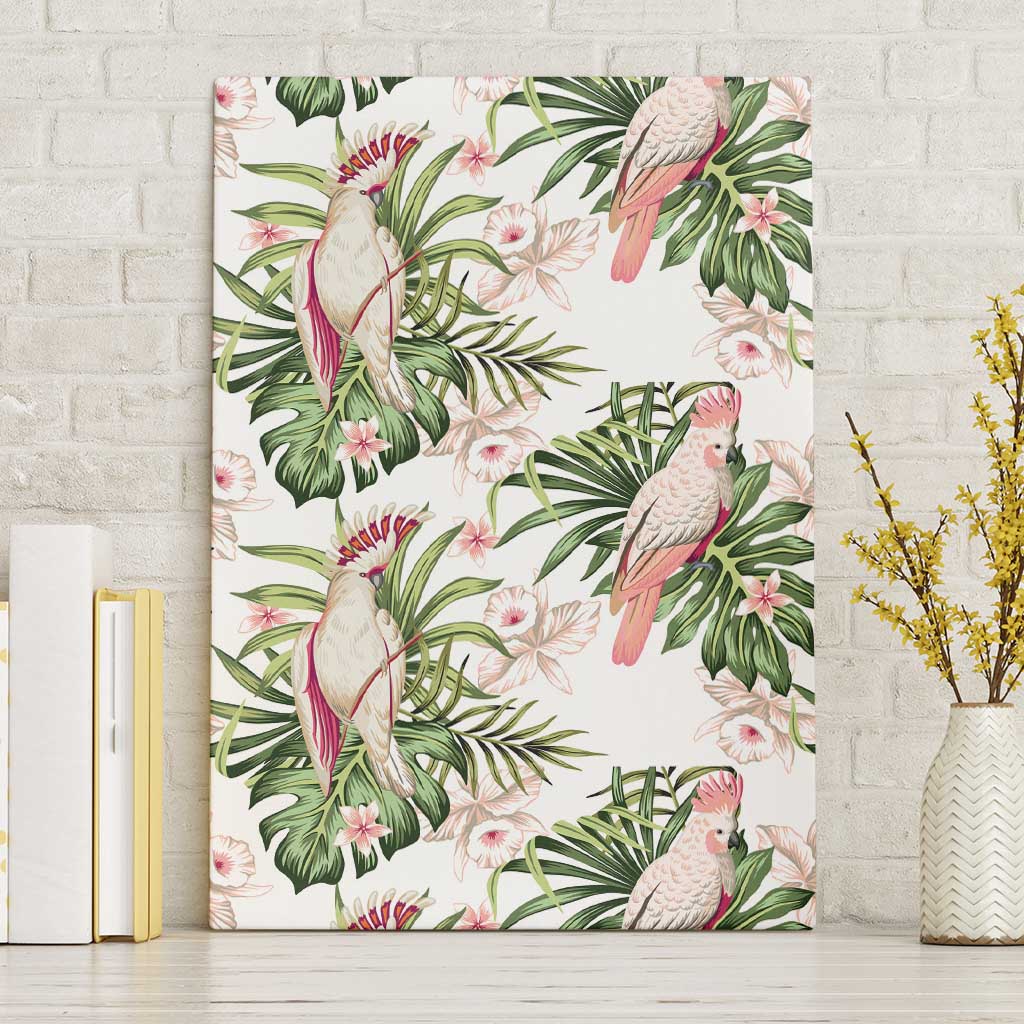 Australia Pink Cockatoo Canvas Wall Art Aussie Orchids - Seamless Pattern