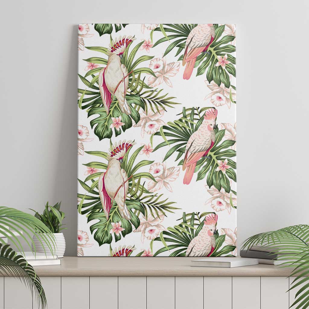 Australia Pink Cockatoo Canvas Wall Art Aussie Orchids - Seamless Pattern