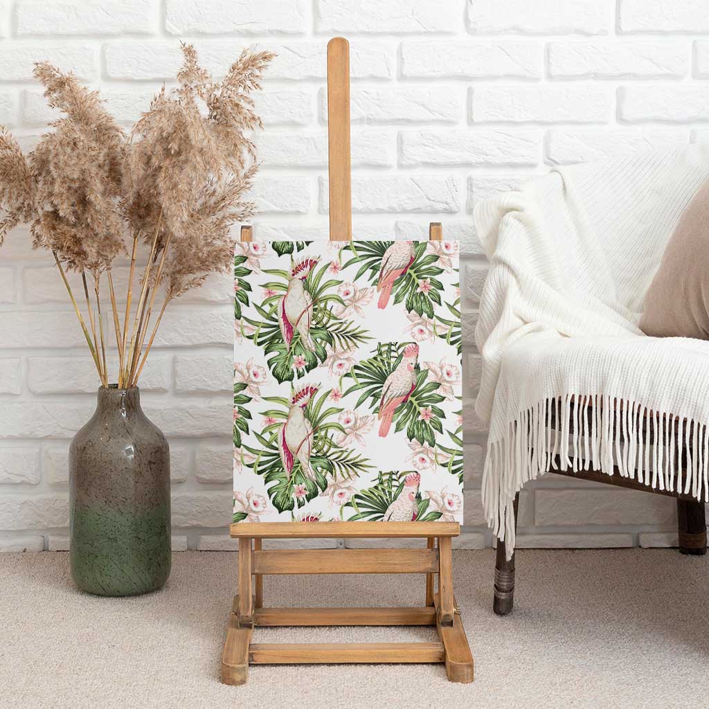 Australia Pink Cockatoo Canvas Wall Art Aussie Orchids - Seamless Pattern
