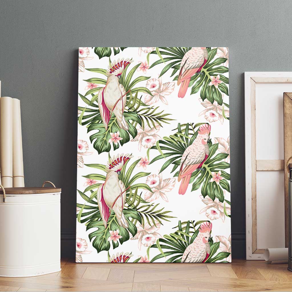 Australia Pink Cockatoo Canvas Wall Art Aussie Orchids - Seamless Pattern