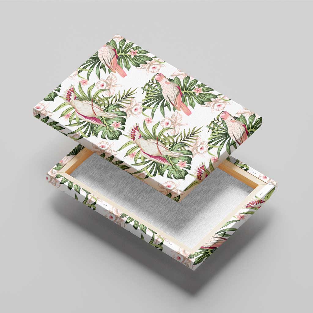 Australia Pink Cockatoo Canvas Wall Art Aussie Orchids - Seamless Pattern