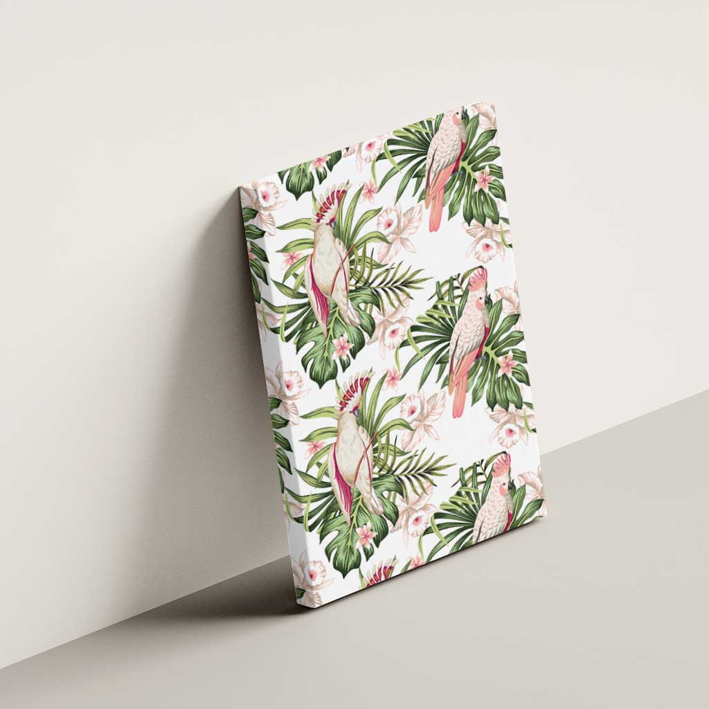 Australia Pink Cockatoo Canvas Wall Art Aussie Orchids - Seamless Pattern