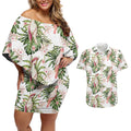 Australia Pink Cockatoo Couples Matching Off Shoulder Short Dress and Hawaiian Shirt Aussie Orchids - Seamless Pattern