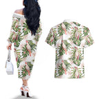 Australia Pink Cockatoo Couples Matching Off The Shoulder Long Sleeve Dress and Hawaiian Shirt Aussie Orchids - Seamless Pattern