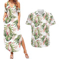 Australia Pink Cockatoo Couples Matching Summer Maxi Dress and Hawaiian Shirt Aussie Orchids - Seamless Pattern