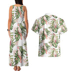Australia Pink Cockatoo Couples Matching Tank Maxi Dress and Hawaiian Shirt Aussie Orchids - Seamless Pattern