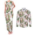 Australia Pink Cockatoo Couples Matching Tank Maxi Dress and Long Sleeve Button Shirt Aussie Orchids - Seamless Pattern