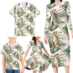Australia Pink Cockatoo Family Matching Long Sleeve Bodycon Dress and Hawaiian Shirt Aussie Orchids - Seamless Pattern