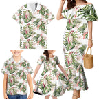 Australia Pink Cockatoo Family Matching Mermaid Dress and Hawaiian Shirt Aussie Orchids - Seamless Pattern
