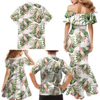 Australia Pink Cockatoo Family Matching Mermaid Dress and Hawaiian Shirt Aussie Orchids - Seamless Pattern