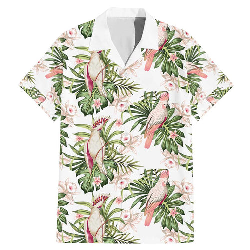 Australia Pink Cockatoo Family Matching Mermaid Dress and Hawaiian Shirt Aussie Orchids - Seamless Pattern