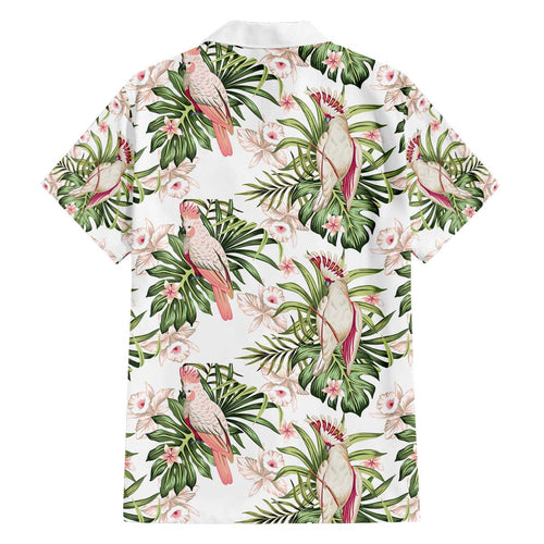 Australia Pink Cockatoo Family Matching Off The Shoulder Long Sleeve Dress and Hawaiian Shirt Aussie Orchids - Seamless Pattern