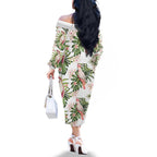 Australia Pink Cockatoo Family Matching Off The Shoulder Long Sleeve Dress and Hawaiian Shirt Aussie Orchids - Seamless Pattern