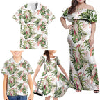 Australia Pink Cockatoo Family Matching Off Shoulder Maxi Dress and Hawaiian Shirt Aussie Orchids - Seamless Pattern