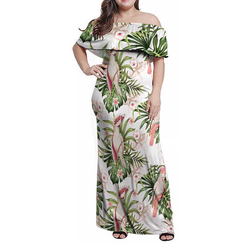 Australia Pink Cockatoo Family Matching Off Shoulder Maxi Dress and Hawaiian Shirt Aussie Orchids - Seamless Pattern