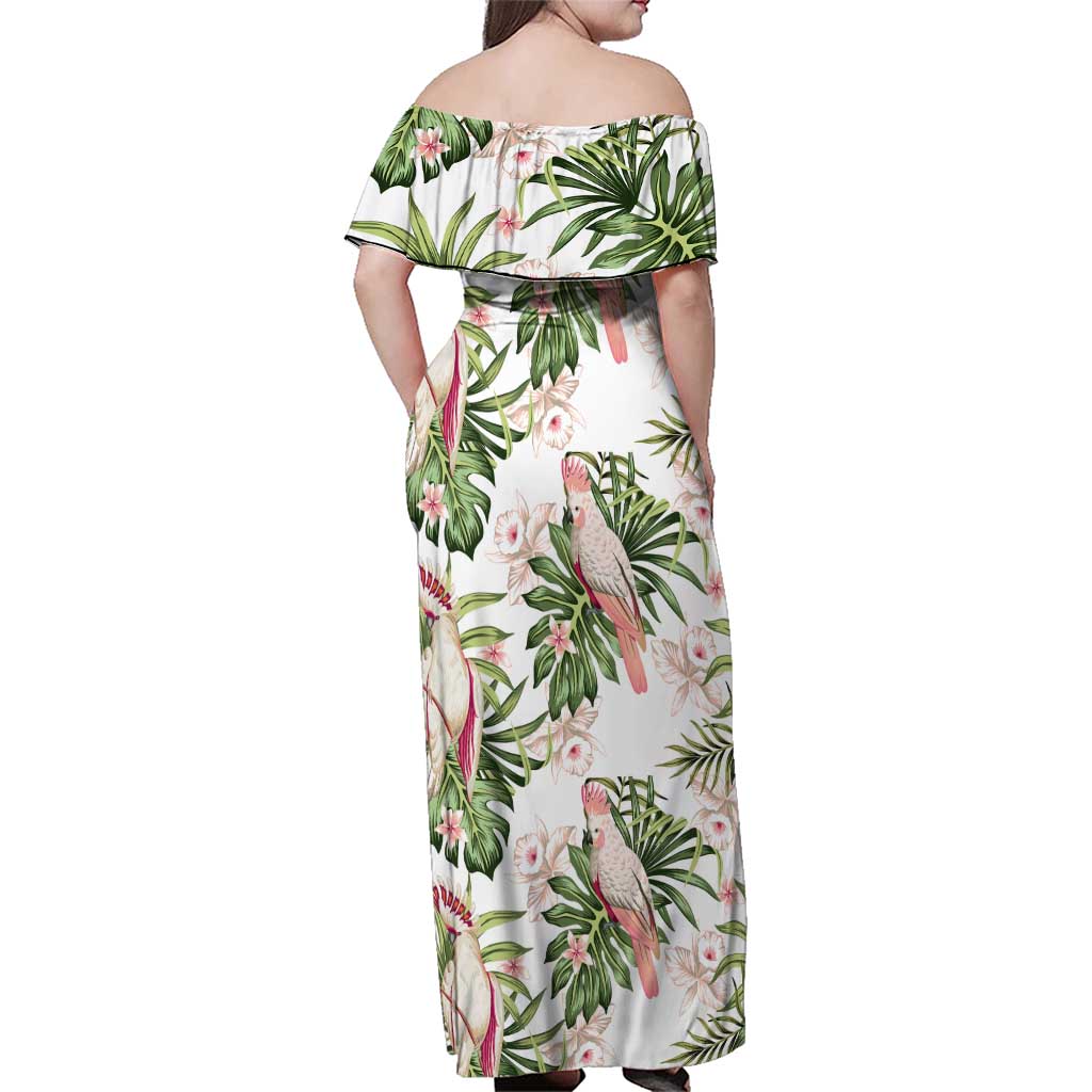 Australia Pink Cockatoo Family Matching Off Shoulder Maxi Dress and Hawaiian Shirt Aussie Orchids - Seamless Pattern