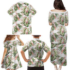 Australia Pink Cockatoo Family Matching Puletasi and Hawaiian Shirt Aussie Orchids - Seamless Pattern