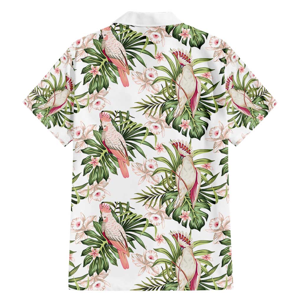Australia Pink Cockatoo Family Matching Short Sleeve Bodycon Dress and Hawaiian Shirt Aussie Orchids - Seamless Pattern