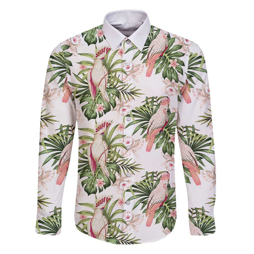 Australia Pink Cockatoo Family Matching Short Sleeve Bodycon Dress and Hawaiian Shirt Aussie Orchids - Seamless Pattern