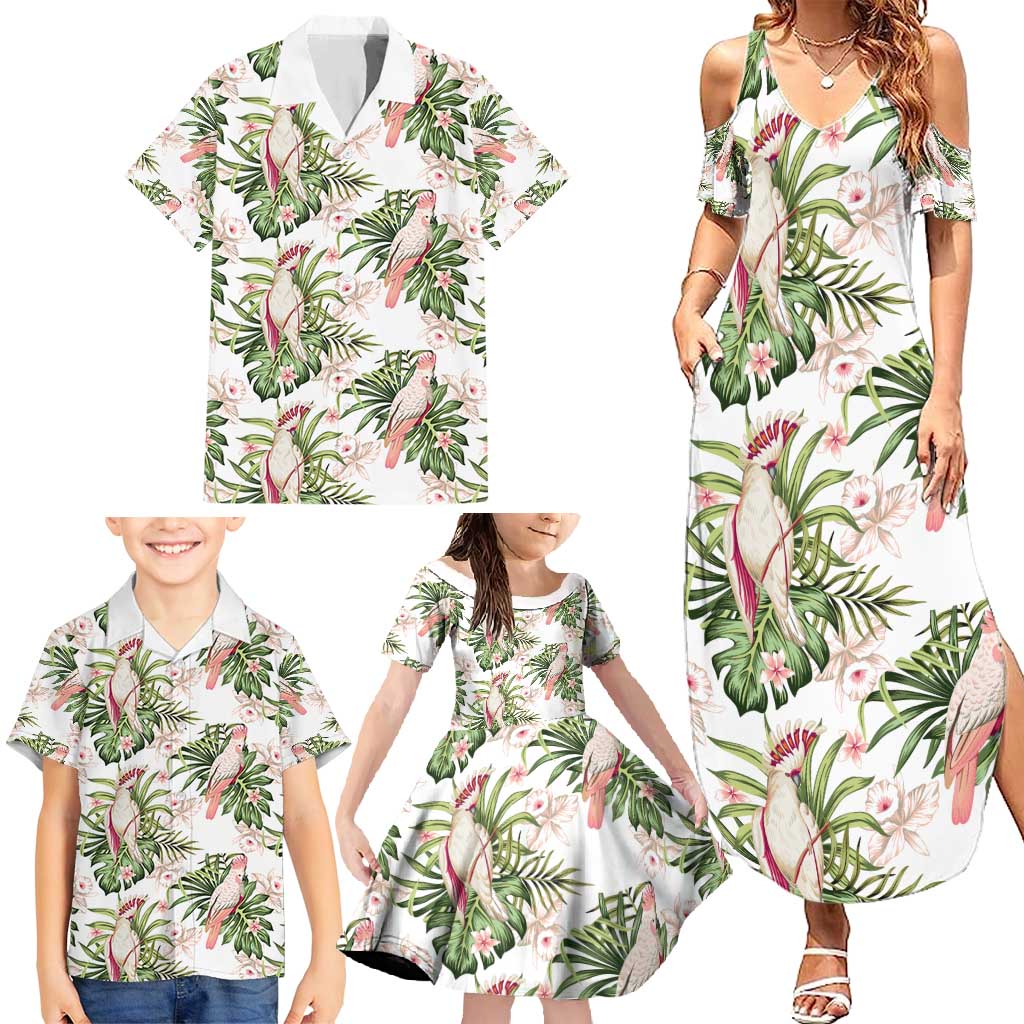 Australia Pink Cockatoo Family Matching Summer Maxi Dress and Hawaiian Shirt Aussie Orchids - Seamless Pattern